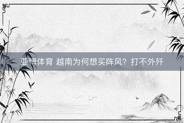 亚博体育 越南为何想买阵风？打不外歼