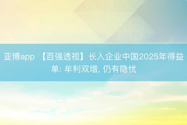 亚博app 【百强透视】长入企业中国2025年得益单: 牟利双增, 仍有隐忧