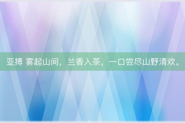 亚搏 雾起山间，兰香入茶，一口尝尽山野清欢。