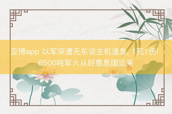 亚博app 以军突遭无东谈主机遑急, 1死1伤! 6500吨军火从好意思国运来